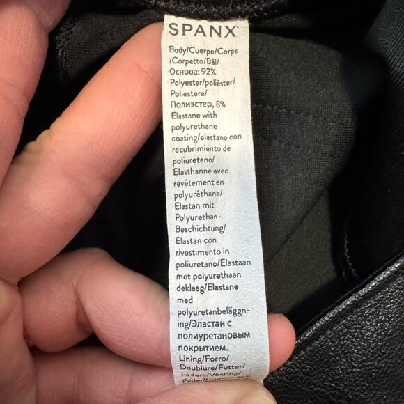 Spanx Faux Leather Ankle Skinny Leggings Black Shaping Control Women's Large - Picture 4 of 6
